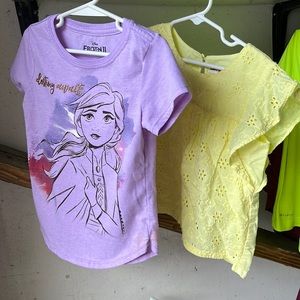 2 Little Girls Shirt; one 4T-5T (frozen) and one 5T shirt